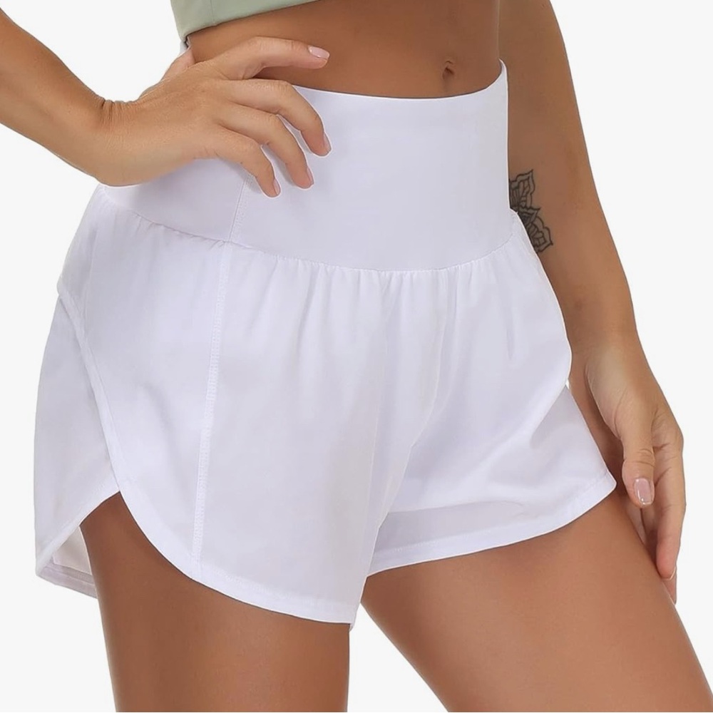 Women's High-Waisted White Athletic Shorts